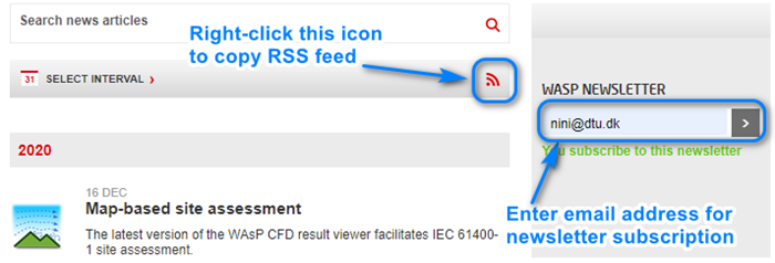 How to subscribe to newsletter or RSS feed.
