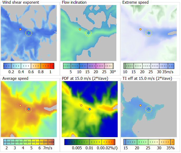 Figure 1: Maps of site assessment parameters where non-compliant areas are masked. 