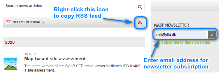 How to subscribe to newsletter or RSS feed.