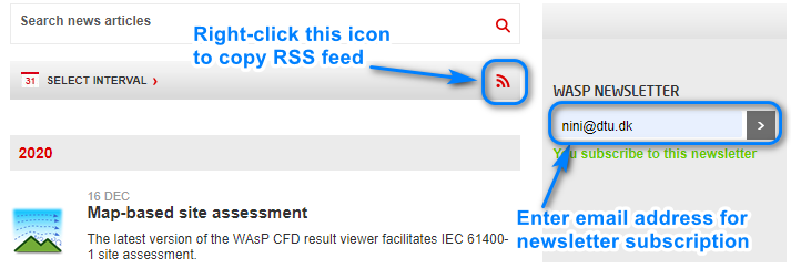 How to subscribe to newsletter or RSS feed. 